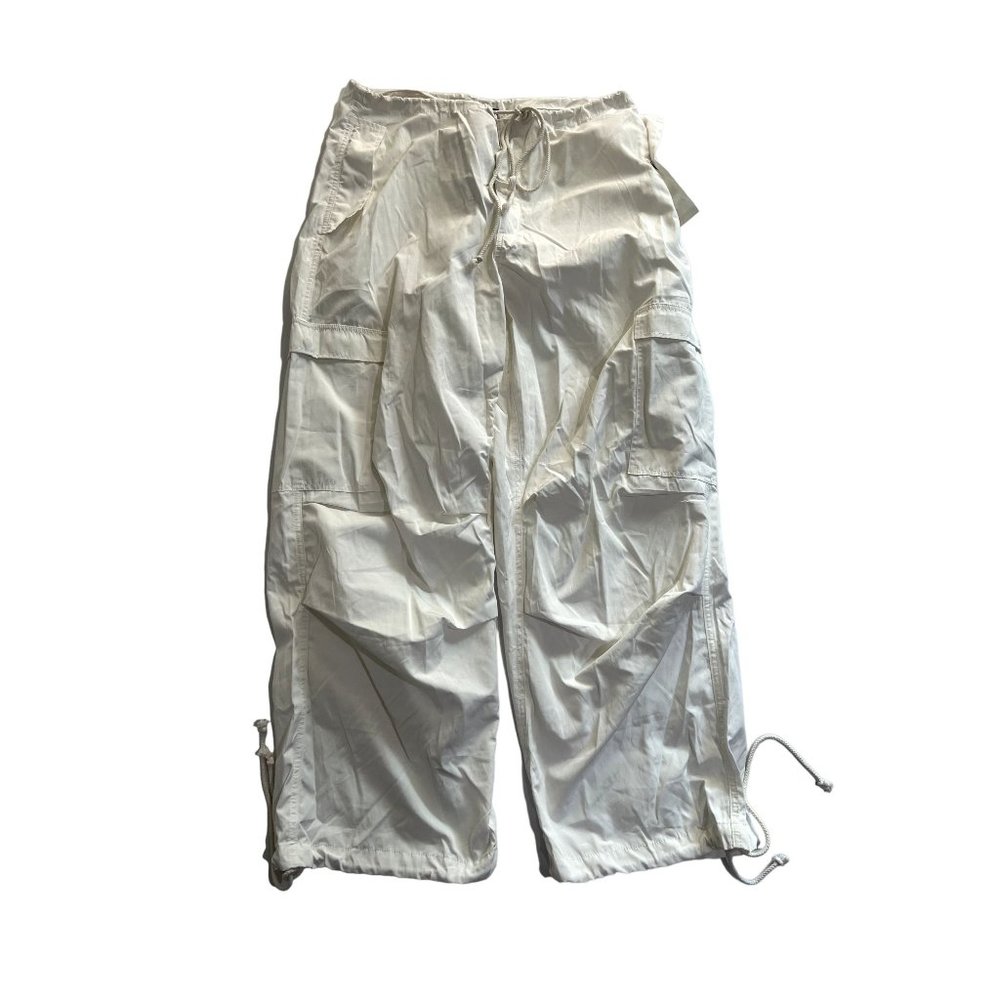 Local European White Cargo Drawstring Wide-Leg Pants